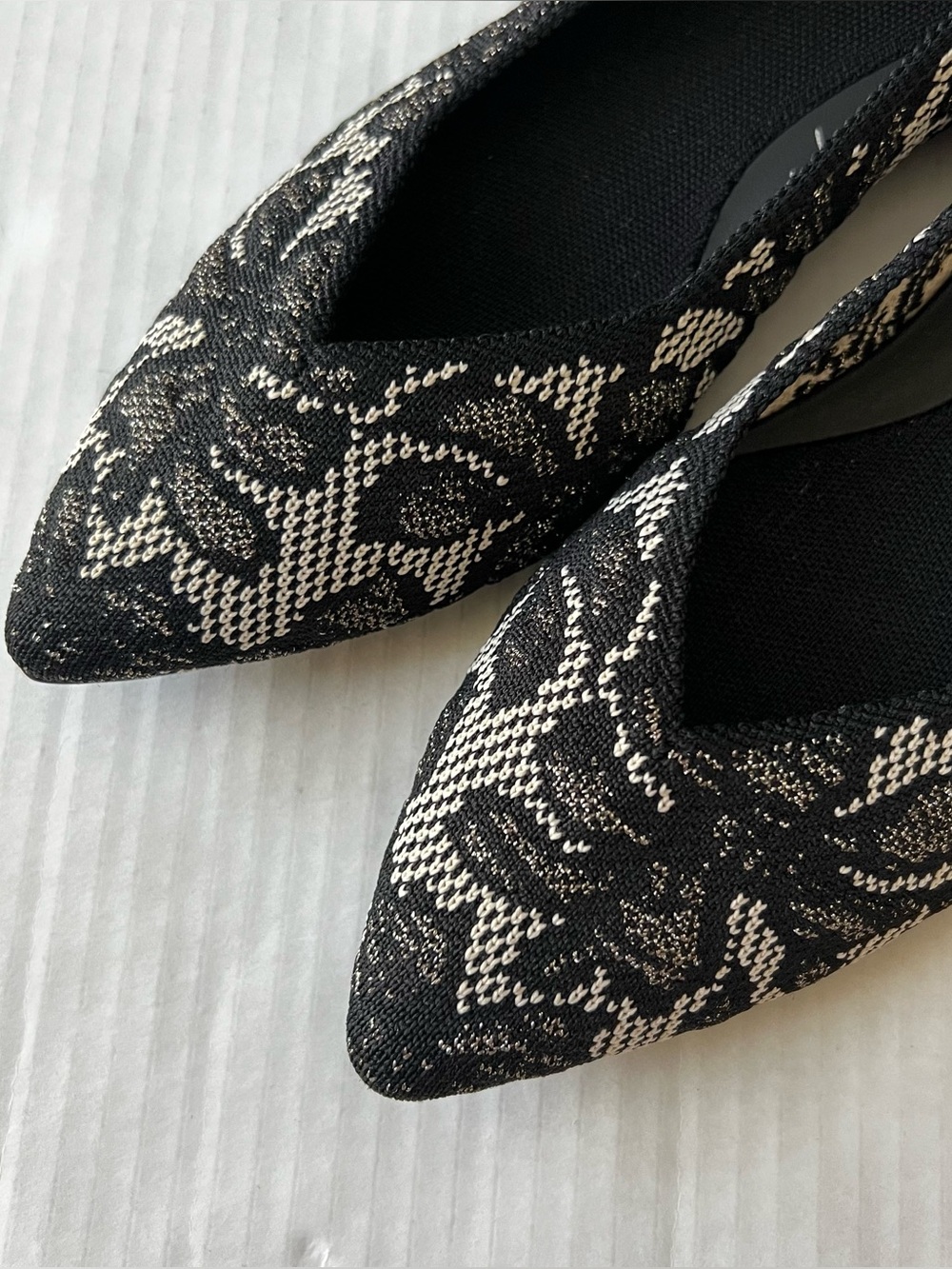 Rothy's x Anthropologie The Point II Flats Black Chantilly Pointed Toe 8.5 - Picture 7 of 14